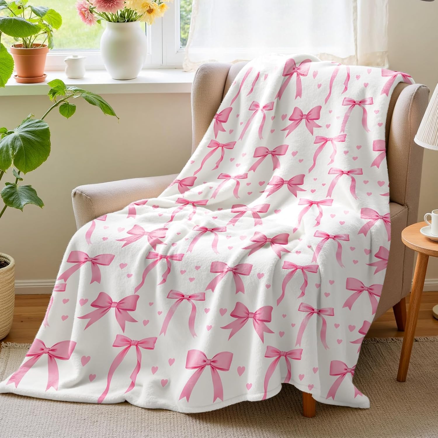 VIKAMA Pink Bow Blanket, Soft  - огляд і ціна Baby Nursery Decor Girl