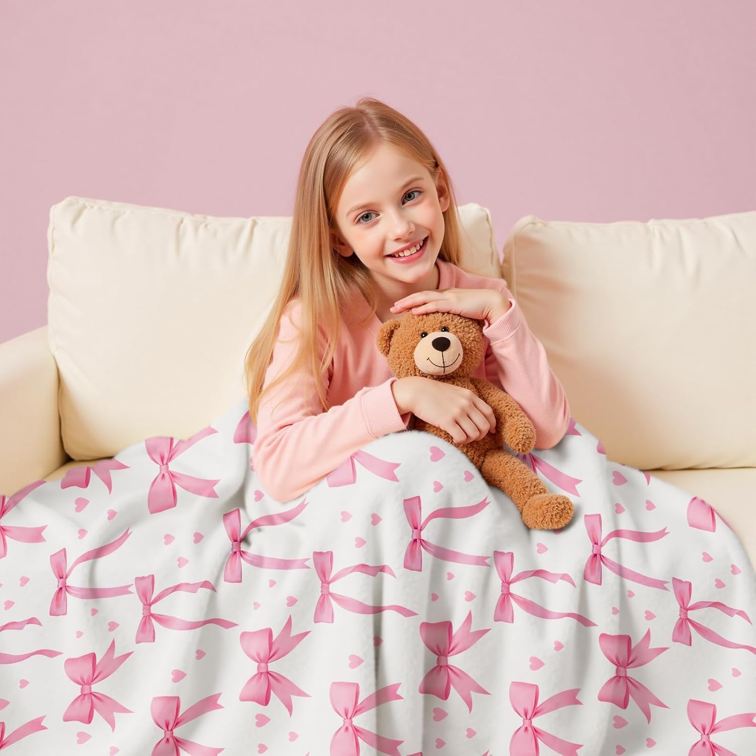 VIKAMA Pink Bow Blanket, Soft  - огляд і ціна Baby Nursery Decor Girl
