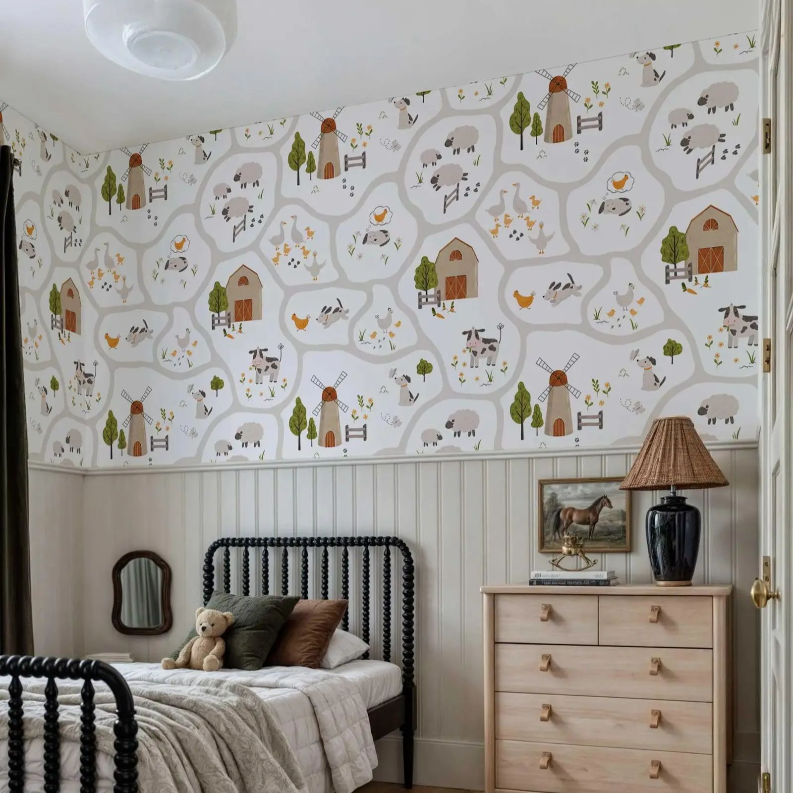 Cute Farm Animals Kids Wallpap - огляд і ціна Baby Nursery Peel And Stick Wallpaper