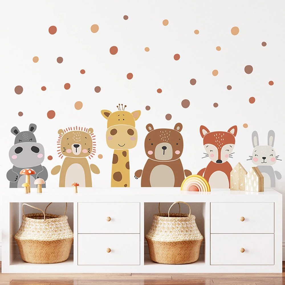 Boho Cute Giraffe Bear Animals - огляд і ціна Baby Nursery Peel And Stick Wallpaper