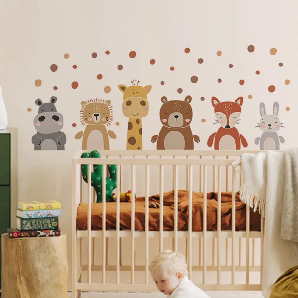 Boho Cute Giraffe Bear Animals - огляд і ціна Baby Nursery Peel And Stick Wallpaper