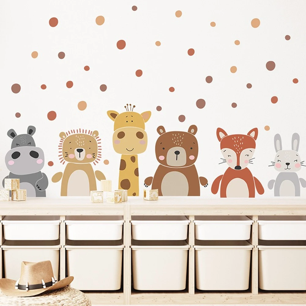Boho Cute Giraffe Bear Animals - огляд і ціна Baby Nursery Peel And Stick Wallpaper