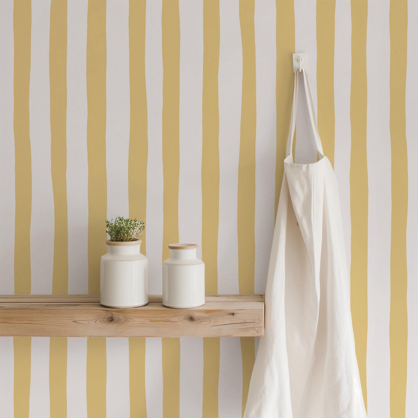 Sunshine Yellow Wobbly Stripes - огляд і ціна Baby Nursery Peel And Stick Wallpaper