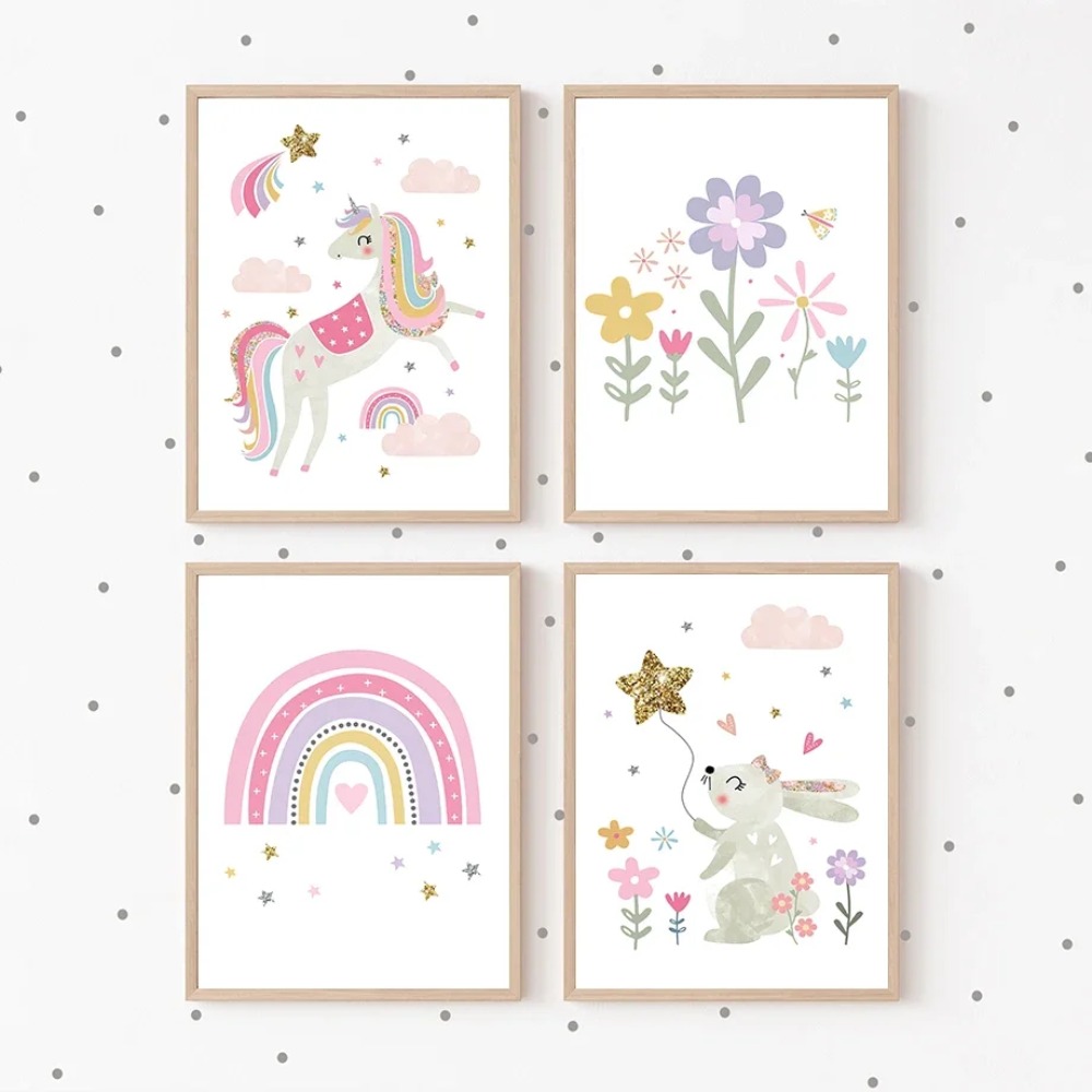 Pink Unicorn Rabbit Rainbow Cl - огляд і ціна Baby Nursery Decor Girl