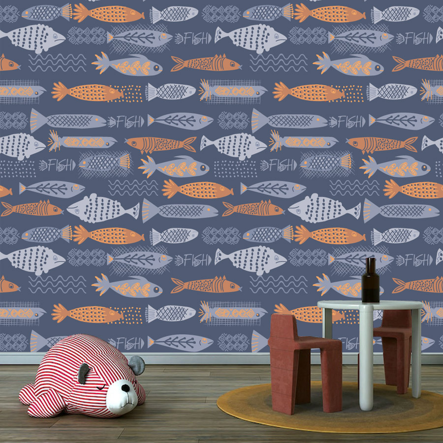 10+ Fish Design Waterproof Pee - огляд і ціна Baby Nursery Peel And Stick Wallpaper