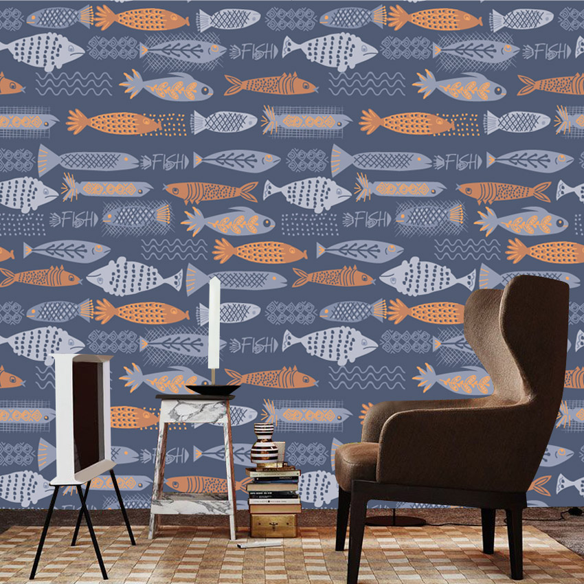 10+ Fish Design Waterproof Pee - огляд і ціна Baby Nursery Peel And Stick Wallpaper
